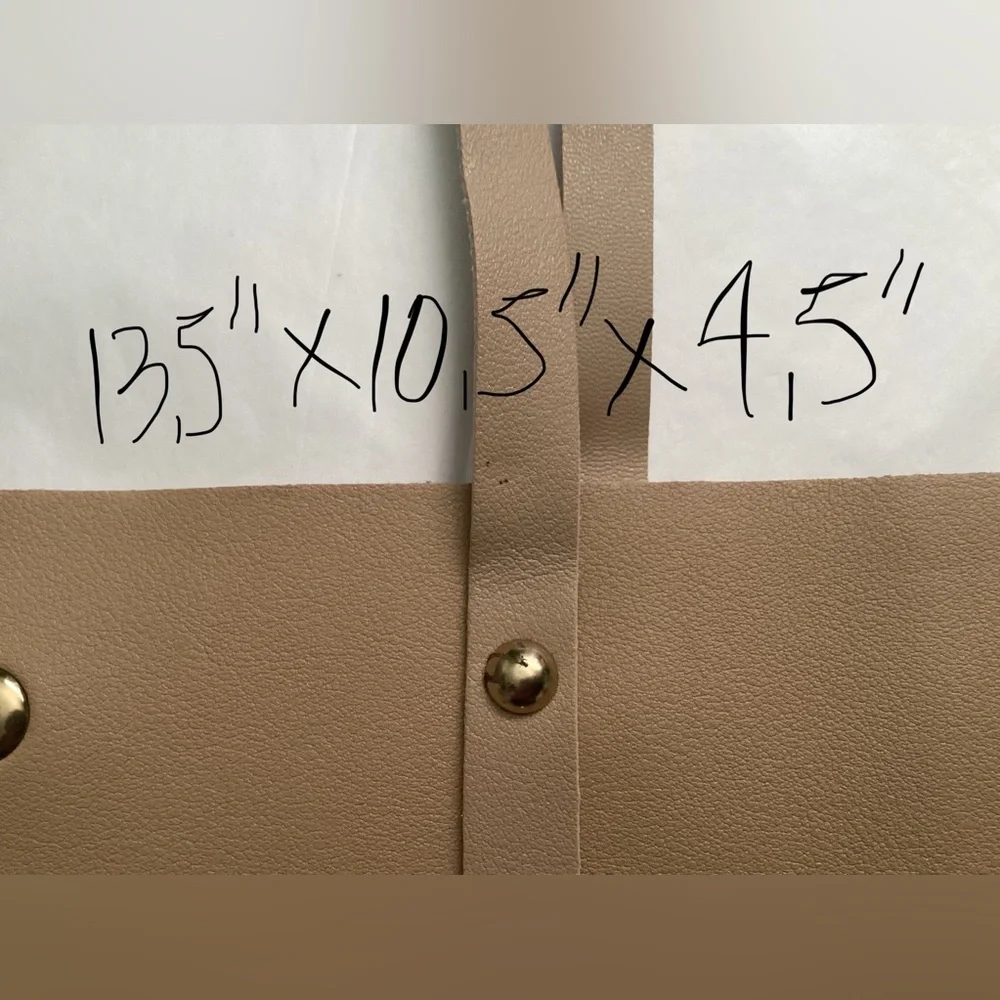 New! Tan Gold 13” Tote Lightweight Vegan